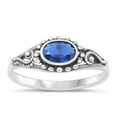 thumbnail image 1 of CHOOSE YOUR COLOR Blue Simulated Sapphire Ring .925 Sterling Silver Bali Band CZ Female Size 9, 1 of 4