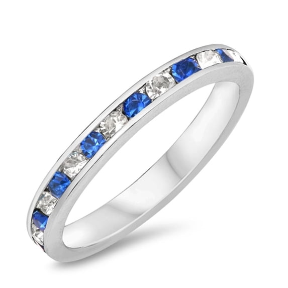 CHOOSE YOUR COLOR Blue Simulated Sapphire Ring .925 Sterling Silver Band CZ Female Size 6