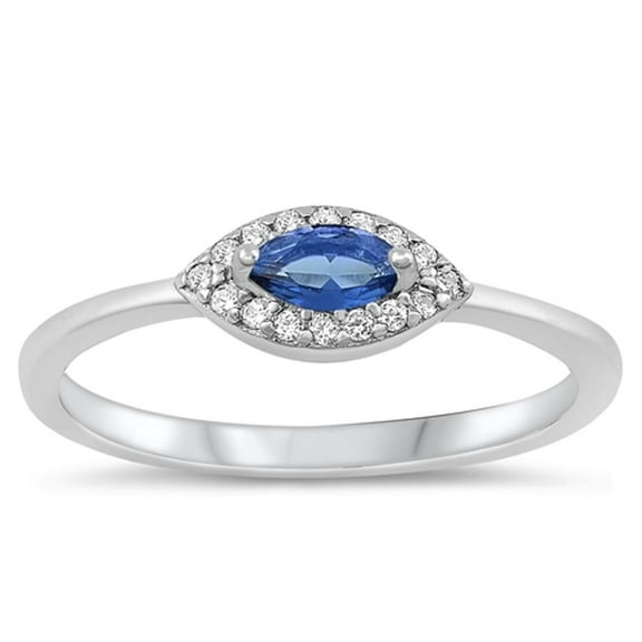 CHOOSE YOUR COLOR Blue Simulated Sapphire Ring .925 Sterling Silver Eye of Providence Band CZ Female Size 6
