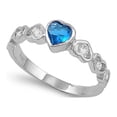 thumbnail image 1 of CHOOSE YOUR COLOR Blue Simulated Sapphire Solitaire Engagement Ring .925 Sterling Silver Band CZ Female Size 8, 1 of 4