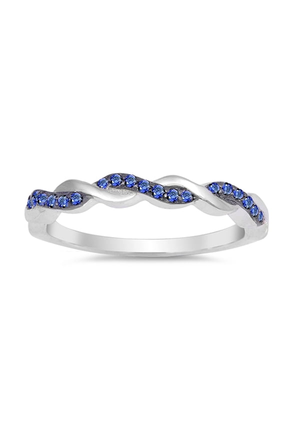 CHOOSE YOUR COLOR Blue Simulated Sapphire Stackable Thin Knot Ring .925 Sterling Silver Band CZ Female Size 11