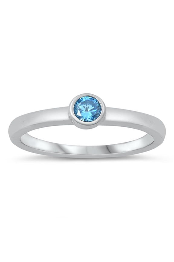 CHOOSE YOUR COLOR Blue Simulated Topaz Circle Ring .925 Sterling Silver Band CZ Female Size 3