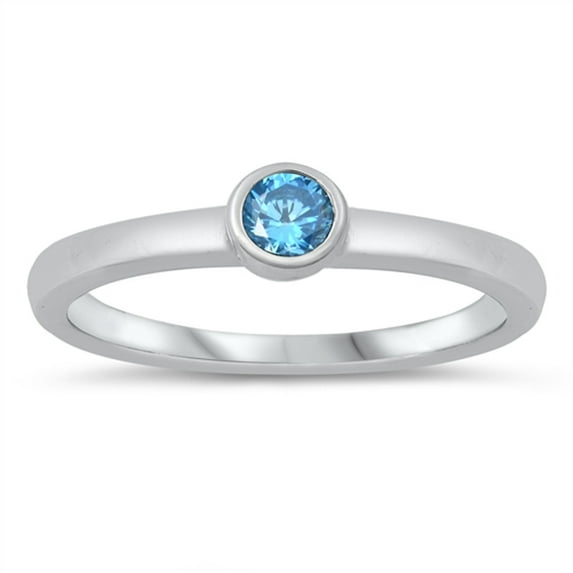 CHOOSE YOUR COLOR Blue Simulated Topaz Circle Ring .925 Sterling Silver Band CZ Female Size 4