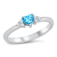 thumbnail image 1 of CHOOSE YOUR COLOR Blue Simulated Topaz Elegant Heart Ring .925 Sterling Silver Band CZ Female Size 7, 1 of 4