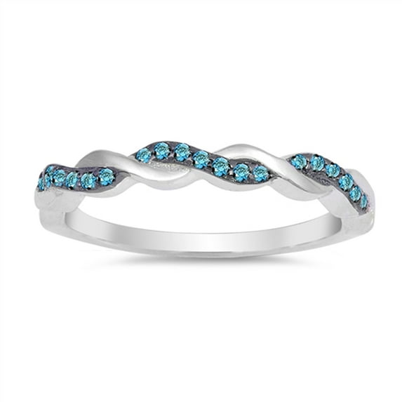 CHOOSE YOUR COLOR Blue Simulated Topaz Infinity Knot Wedding Ring 925 Sterling Silver Band CZ Female Size 7