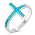 thumbnail image 1 of CHOOSE YOUR COLOR Blue Simulated Topaz Ring .925 Sterling Silver Band CZ Jewelry Female Size 9, 1 of 4