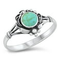 thumbnail image 1 of CHOOSE YOUR COLOR Boho Simulated Turquoise Ring .925 Sterling Silver Band Blue CZ Female Size 6, 1 of 4