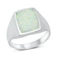 thumbnail image 1 of CHOOSE YOUR COLOR Bold Statement Ring White Simulated Opal .925 Sterling Silver Band CZ Female Size 7, 1 of 4