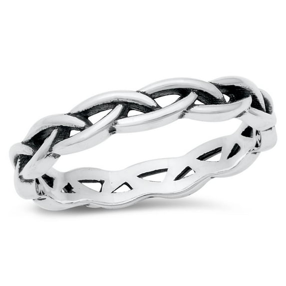 CHOOSE YOUR COLOR Braided Rope Ring .925 Sterling Silver Band Jewelry Female Male Unisex Size 10