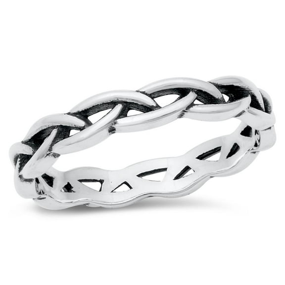 CHOOSE YOUR COLOR Braided Rope Ring .925 Sterling Silver Band Jewelry Female Male Unisex Size 6