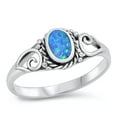 thumbnail image 1 of CHOOSE YOUR COLOR Celtic Blue Simulated Opal Ring .925 Sterling Silver Band CZ Female Size 4, 1 of 4