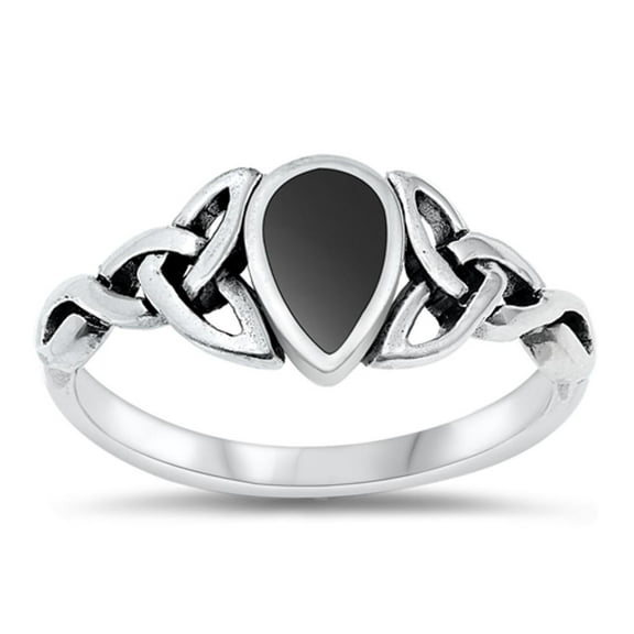 CHOOSE YOUR COLOR Celtic Knot Simulated Black Onyx Wholesale Ring .925 Sterling Silver Band CZ Female Size 6