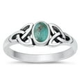thumbnail image 1 of CHOOSE YOUR COLOR Celtic Knot Simulated Turquoise Ring .925 Sterling Silver Band Blue CZ Female Size 4, 1 of 4