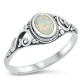 thumbnail image 1 of CHOOSE YOUR COLOR Celtic White Simulated Opal Wholesale Ring .925 Sterling Silver Band CZ Female Size 7, 1 of 4