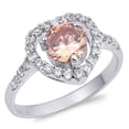 thumbnail image 1 of CHOOSE YOUR COLOR Champagne CZ Solitaire Wedding Ring .925 Sterling Silver Band Orange Female Size 7, 1 of 4
