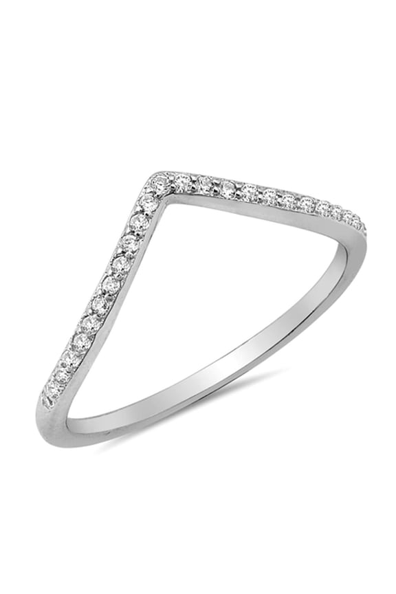 CHOOSE YOUR COLOR Chevron Pointed Tiara Clear CZ Thumb Ring .925 Sterling Silver Band White Female Size 8