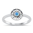 thumbnail image 1 of CHOOSE YOUR COLOR Chic Blue Simulated Opal Sun Ring .925 Sterling Silver Band CZ Female Size 8, 1 of 4