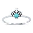 thumbnail image 1 of CHOOSE YOUR COLOR Chic Simulated Turquoise Promise Tiara Ring .925 Sterling Silver Crown Band Blue CZ Female Size 6, 1 of 4