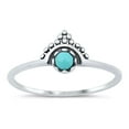 thumbnail image 1 of CHOOSE YOUR COLOR Chic Simulated Turquoise Promise Tiara Ring .925 Sterling Silver Crown Band Blue CZ Female Size 8, 1 of 4