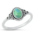 thumbnail image 1 of CHOOSE YOUR COLOR Chic Simulated Turquoise Ring .925 Sterling Silver Bali Boho Band Blue CZ Female Size 10, 1 of 4
