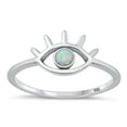 thumbnail image 1 of CHOOSE YOUR COLOR Chic White Simulated Opal Eye Ring .925 Sterling Silver Band CZ Female Size 6, 1 of 4