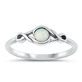 thumbnail image 1 of CHOOSE YOUR COLOR Chic White Simulated Opal Ring .925 Sterling Silver Infinity Band CZ Female Size 4, 1 of 4