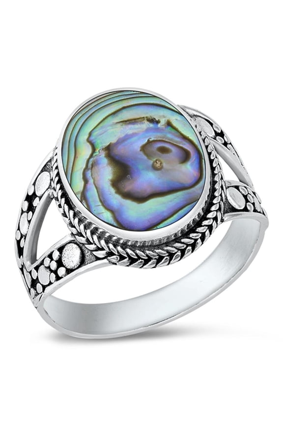 CHOOSE YOUR COLOR Chunk Bali Abalone Wholesale Ring .925 Sterling Silver Band Jewelry Female Size 9
