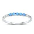 thumbnail image 1 of CHOOSE YOUR COLOR Clear CZ Blue Simulated Opal Stacking Ring .925 Sterling Silver Band White Female Size 10, 1 of 4