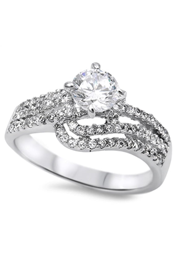 CHOOSE YOUR COLOR Clear CZ Chic Style Bridal Engagement Ring .925 Sterling Silver Band White Female Size 5