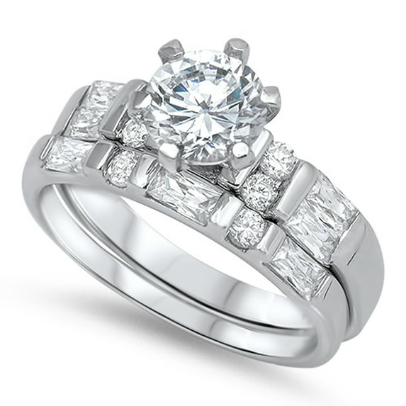 CHOOSE YOUR COLOR Clear CZ Circle Solitaire Ring .925 Sterling Silver Band White Female Size 5