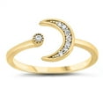 thumbnail image 1 of CHOOSE YOUR COLOR Clear CZ Crescent Moon Star Ring .925 Sterling Silver Band White Female Size 6, 1 of 4