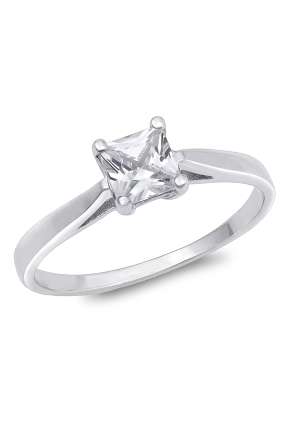 CHOOSE YOUR COLOR Clear CZ Cutout Elegant Ring .925 Sterling Silver Band White Female Size 6