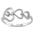 thumbnail image 1 of CHOOSE YOUR COLOR Clear CZ Cutout Heart Ring .925 Sterling Silver Thumb Band White Female Size 5, 1 of 4