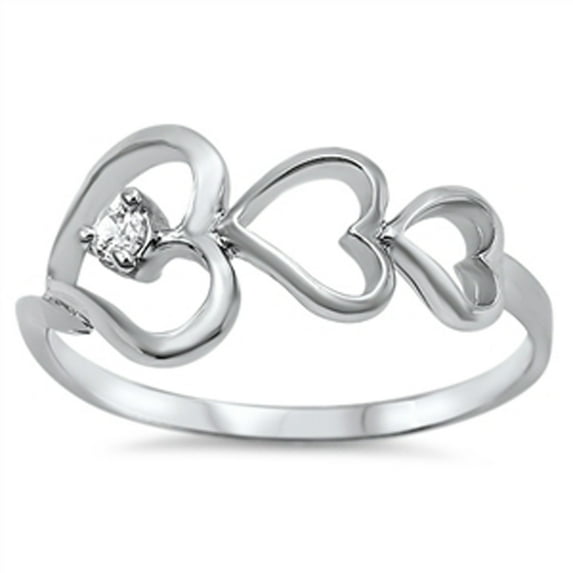 CHOOSE YOUR COLOR Clear CZ Cutout Heart Ring .925 Sterling Silver Thumb Band White Female Size 5