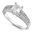 thumbnail image 1 of CHOOSE YOUR COLOR Clear CZ Elegant Bridal Engagement Ring .925 Sterling Silver Band White Female Size 7, 1 of 4