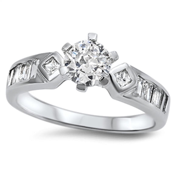 CHOOSE YOUR COLOR Clear CZ Elegant Engagement Ring .925 Sterling Silver Band White Female Size 5