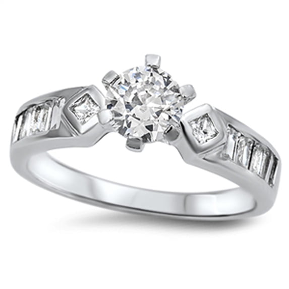 CHOOSE YOUR COLOR Clear CZ Elegant Engagement Ring .925 Sterling Silver Band White Female Size 9