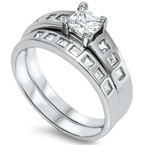 CHOOSE YOUR COLOR Clear CZ Elegant Geometric Ring .925 Sterling Silver Band White Female Size 7
