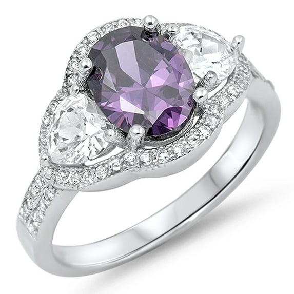 CHOOSE YOUR COLOR Clear CZ Elegant Oval Solitaire Ring .925 Sterling Silver Band White Female Size 7
