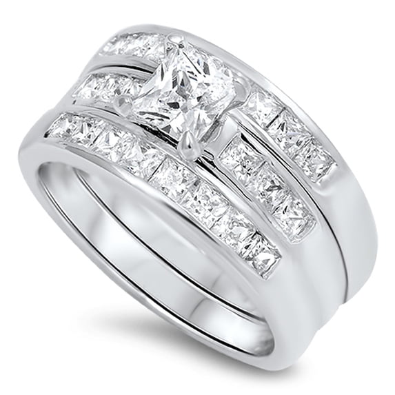CHOOSE YOUR COLOR Clear CZ Elegant Ring .925 Sterling Silver Band White Jewelry Female Size 9