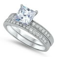 thumbnail image 1 of CHOOSE YOUR COLOR Clear CZ Elegant Square Solitaire Ring .925 Sterling Silver Band White Female Size 6, 1 of 4