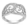 thumbnail image 1 of CHOOSE YOUR COLOR Clear CZ Filigree Vintage Swirl Knot Ring .925 Sterling Silver Band White Female Size 7, 1 of 4