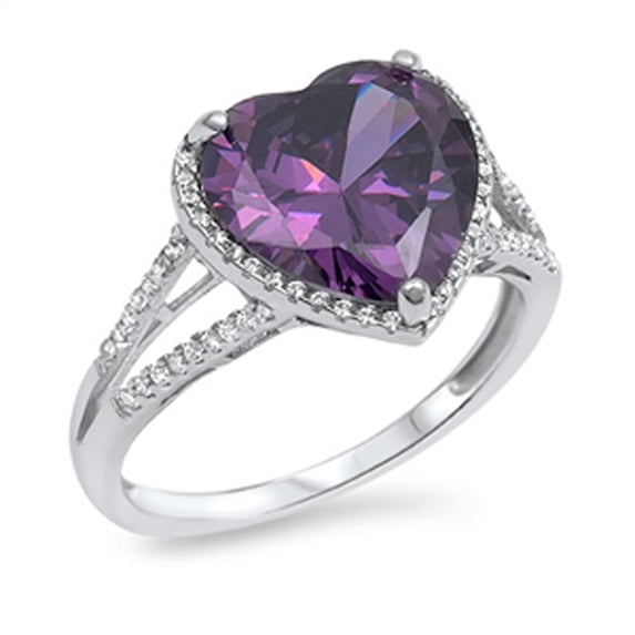 CHOOSE YOUR COLOR Clear CZ Heart Love Solitaire Elegant Ring .925 Sterling Silver Band White Female Size 6