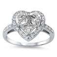 thumbnail image 1 of CHOOSE YOUR COLOR Clear CZ Heart Shine Promise Ring .925 Sterling Silver Band White Female Size 9, 1 of 4