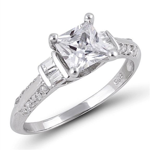 CHOOSE YOUR COLOR Clear CZ Inlay Chic Bridal Ring 925 Sterling Silver Band White Female Size 5