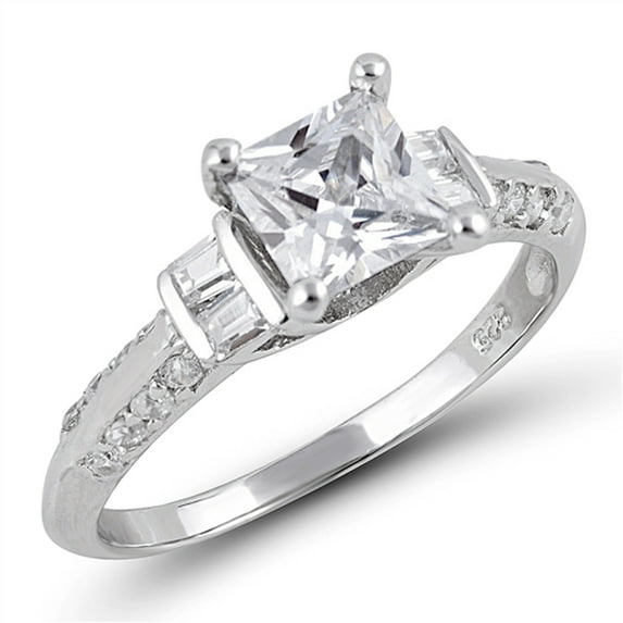 CHOOSE YOUR COLOR Clear CZ Inlay Chic Bridal Ring 925 Sterling Silver Band White Female Size 5