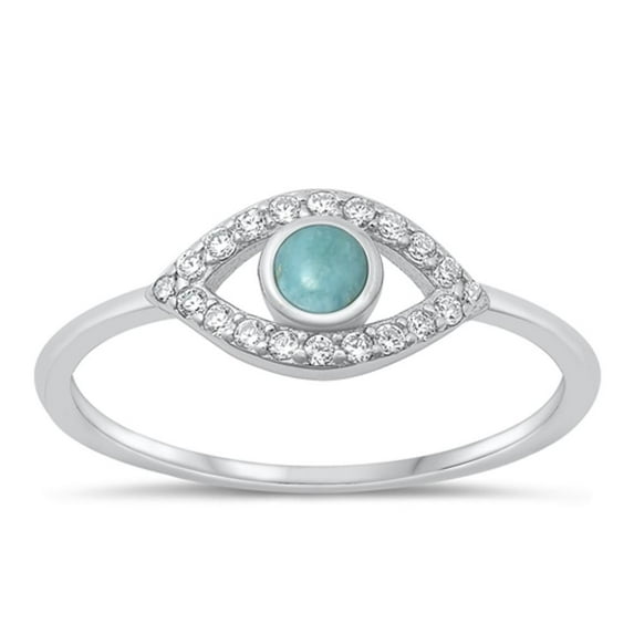 CHOOSE YOUR COLOR Clear CZ Larimar Wholesale Eye Ring .925 Sterling Silver Band White Female Size 7