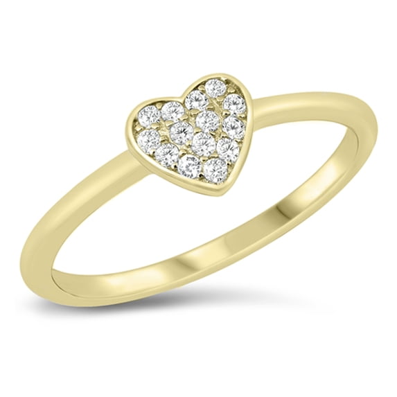 CHOOSE YOUR COLOR Clear CZ Promise Heart Ring .925 Sterling Silver Band White Female Size 6