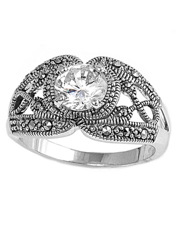 CHOOSE YOUR COLOR Clear CZ Rope Swirl Criss Cross Ring .925 Sterling Silver Band White Female Size 5