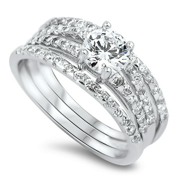 CHOOSE YOUR COLOR Clear CZ Round Solitaire Ring .925 Sterling Silver Band White Female Size 5
